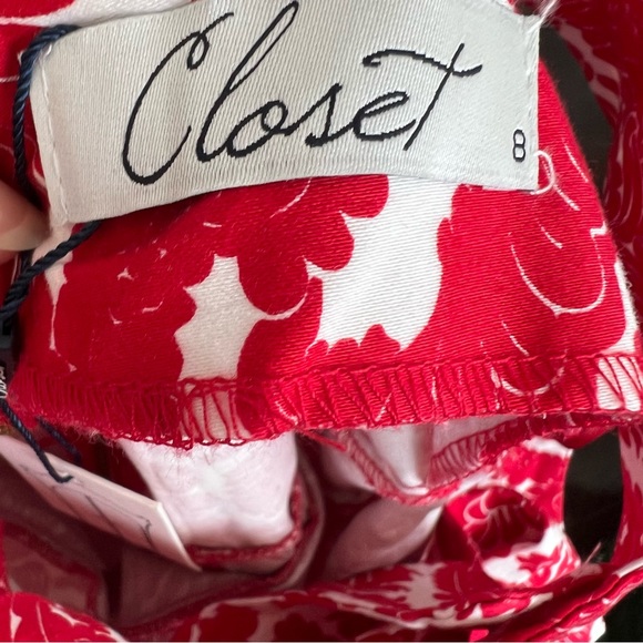 Nwt Closet dress red and white floral, size 4 (8 uk) - Picture 4 of 8